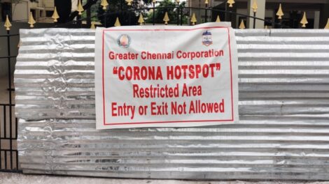 A COVID-19 hotspot in Chennai, India.