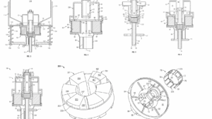 A series of technical drawing from an OPHARDT patent application showing a pump and a bottle in various angles.